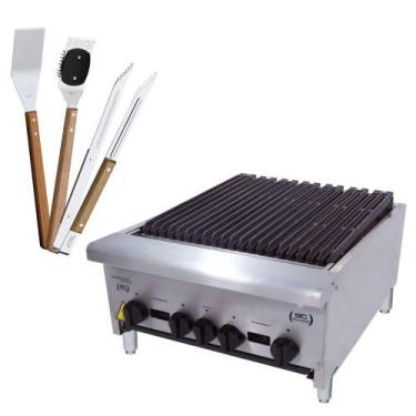 Imagem de Chapa Charbroiler Americana Profissional Grill 60cm Gás Inox Cgg60 e U