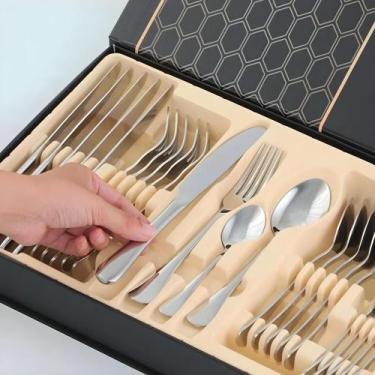 Imagem de Conjunto De Talheres Polidos 24 Peças Aço Inox DJ05 - LUATEK