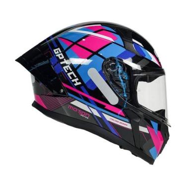 Imagem de CAPACETE FEMININO GP TECH SENSE MOTION PRETO-AZUL-ROSA tamanho:56, 56