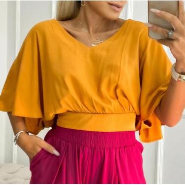 Imagem de Blusa de viscolinho tamanho M - Disponível Cor azul e lilás - Novo est