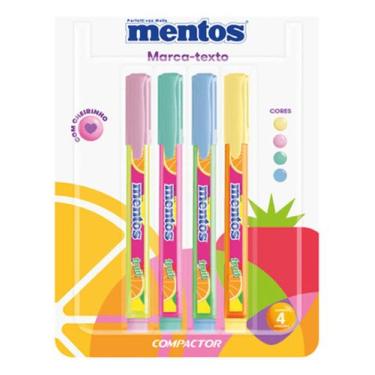 Imagem de Marca Texto Mentos Compactor Tons Pastéis Com Cheirinho 4un