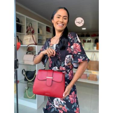 Imagem de Bolsa feminina sintética bolso único com duas alça transversal e de mã