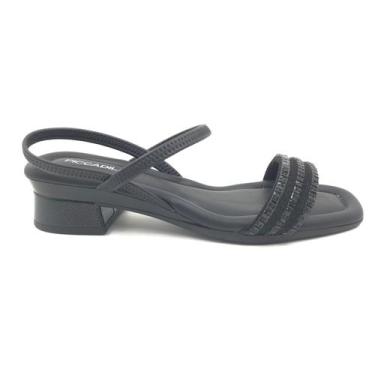 Imagem de Sandália Piccadilly Salto Baixo Calce Fácil Preta 475017, Preto, 35