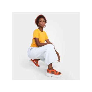 Imagem de Camiseta Cropped Vista Magalu Meia Malha Básica, Laranja, P