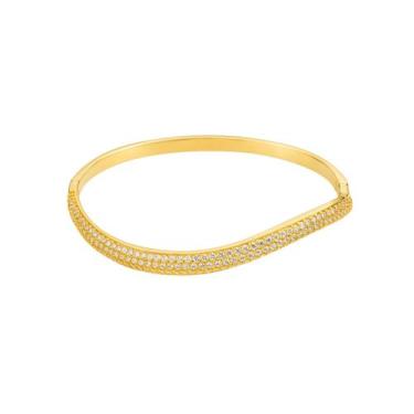 Imagem de Bracelete Ondulado com Zircônias - Banhado em Ouro 18k - Tri Gata Semi