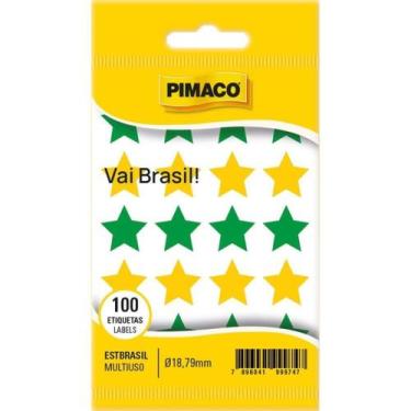 Imagem de Adesivo Estrela Brasil Pimaco TP18 Copa C/100 Unidades