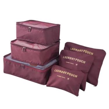 Imagem de Kit Organizador de Malas Bolsas Viagem 6un Necessaire Cor:Bordô - Gené