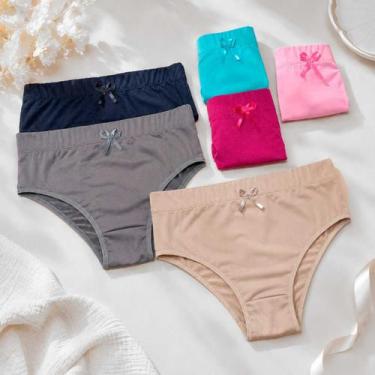 Imagem de Kit 5 Calcinhas Femininas adulto Cintura Alta Elástico Embutido Reforç