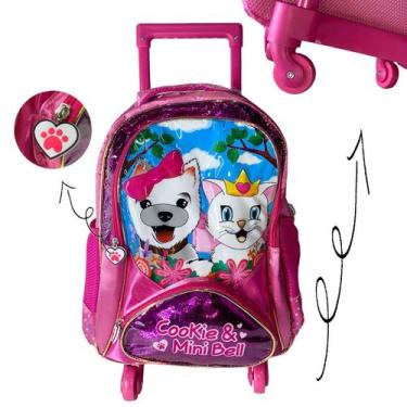 Imagem de Mochila escolar rodinha feminina 360 gatinhos 360 Winth, Rosa