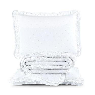 Imagem de Cobre Leito Colcha Padrão Luar 3 Peças Branco - 100% Poliéster - CASA 