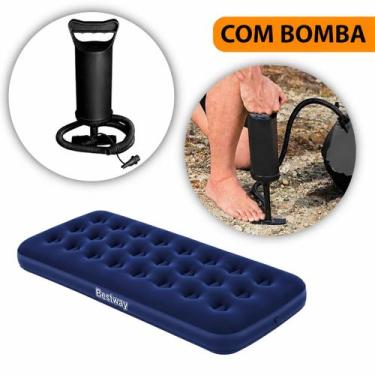 Imagem de Colchão Inflável Solteiro Bestway Bomba De Ar Bestway Manual Com 3 Bic