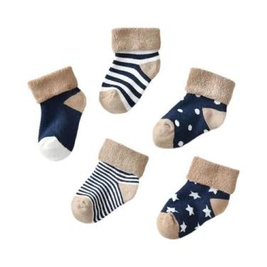 Imagem de Meias De Bebê Para Outono E Inverno, 5 Pares, Quentes, Grossas, Com Pa