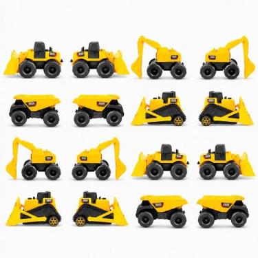 Imagem de Kit 16 Mini Tratores de Brinquedo Carrinho Caçamba Escavadeira Pá Carr