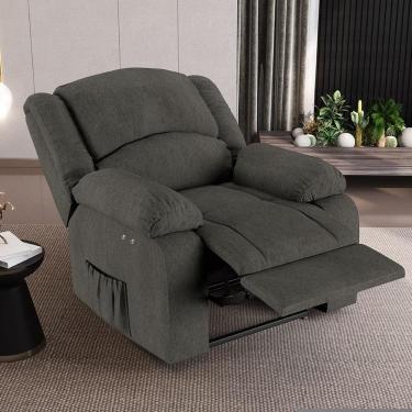 Imagem de Poltrona Madrid G23 Reclinável com Massagem Usb Linho para Sala de Estar Gran Belo
