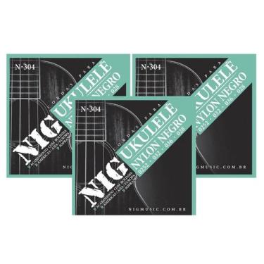 Imagem de Kit 3 Encordoamentos Corda Ukulele Nylon Preto - NIG N304