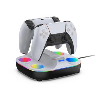 Imagem de Dock Carregador Duplo PS5 Controles Dualsense Led RGB Preto - Sem marc