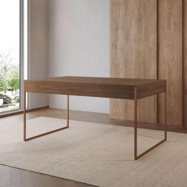 Imagem de Mesa Industrial De Jantar Amêndoa 137X90Cm Retangular Filadélfia Base 