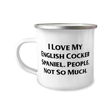 Imagem de Presentes divertidos para cães Cocker Spaniel, I Love My English Cocker Spaniel. Pessoas, Natal 355 ml Caneca de acampamento para cachorro Cocker Spaniel inglês
