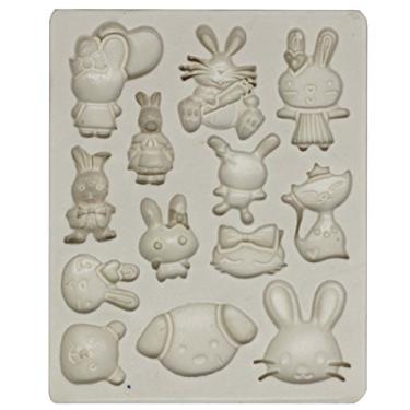 Imagem de Funshowcase Molde fofo de silicone para filhotes de coelhinho gatinho urso doce para artesanato em açúcar, decoração de bolos, topo de cupcake, chocolate, fondant, joias, argila de polímero, fabricação de sabão, projetos de artesanato