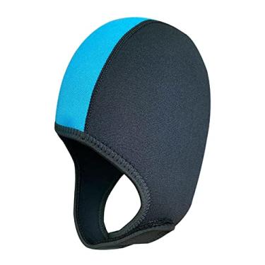 Imagem de YIJU Boné de natação, proteção auricular, capuz de durável e flexível de neoprene, bonés de natação para mulheres, homens, crianças, adultos, Preto e azul