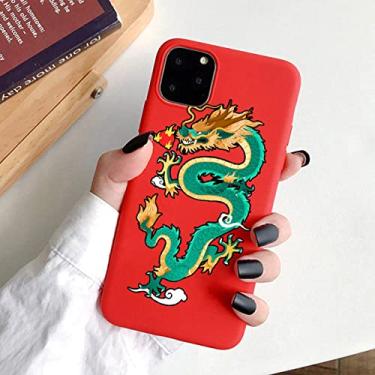Imagem de Capa de telefone Dragon amarela para iPhone 12 13 7 8 Plus X XR XS 11pro MAX SE2020 Moda Animal Silicone Capa traseira, Red Dragon, para iPhone 8 Plus