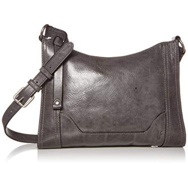 Imagem de Frye Bolsa tiracolo Melissa com zíper, bolsa elegante com alça ajustável e bolsos, Carbono, One Size