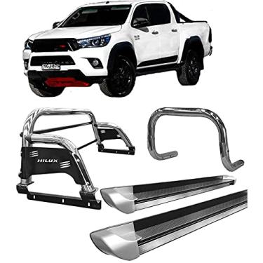Imagem de Kit quebra mato+Estribo Pers +Santo Ant H3 Hilux 16/20 CROMO