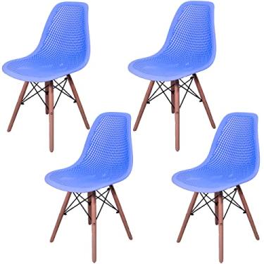 Imagem de Kit 4 Cadeiras Design Charles Eames Eiffel Furadinha Cor:Azul Bebe