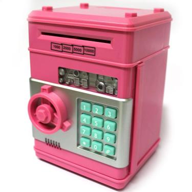 Imagem de Mini Cofre Eletrônico Digital Senha 4 Dígitos Notas e Moedas Rosa