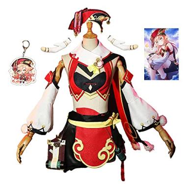 Imagem de Inocência Sábia Yanfei Cosplay Traje Halloween Fantasia Natal Genshin Impact Role Play Peruca Sapatos Conjunto de Roupas