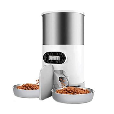Imagem de Alimentador automático para gatos 6,5L para vários gatos, dispensador de alimentos secos para gatos com registro de voz, alimentador de gatos cronometrado alimentador de animais de estimação alimentador automático para cães de gatos, 2 tigelas