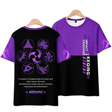 Imagem de Keqing Shirt Cosplay Cute Funny T-Shirt with Short Sleeve Genshin Impact Tops