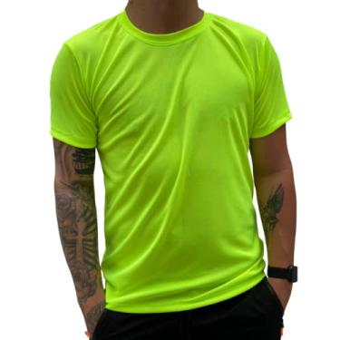 Imagem de Camiseta Esporte Treino Academia Básica Masculino 100% Poliéster (M, Amarelo Flúor)