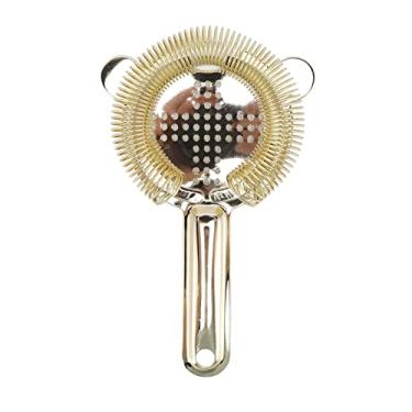 Imagem de Coador de coquetel de aço inoxidável, coador de alimentos, coador de chá, coador de café com cabo longo, antiferrugem, filtragem eficiente, aço inoxidável 304 (dourado)