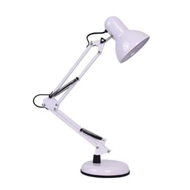 Imagem de Luminária Mesa 2x1 Metal Abajur Lâmpada Articulável Base Garra Flex MT-811c Cor: Branco
