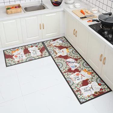 Imagem de Tapete de cozinha Tapetes de conforto 1 peça de couro à prova d'água à prova de óleo conjunto de tapetes antiderrapantes tapete acolchoado antifadiga 20x47 polegadas
