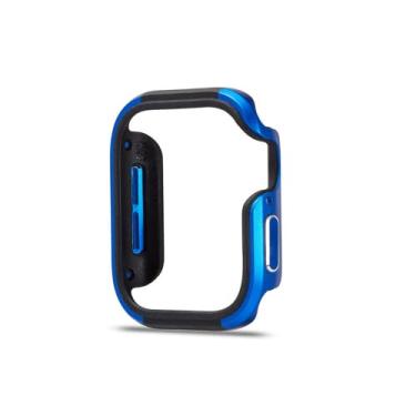 Imagem de ZiEuooo Compatível com Apple Watch Case Series 6 5 4 3 2 1 SE para Iwatch 38 40 42 44 MM Capa protetora de liga de alumínio sólida e durável (42 mm, azul)