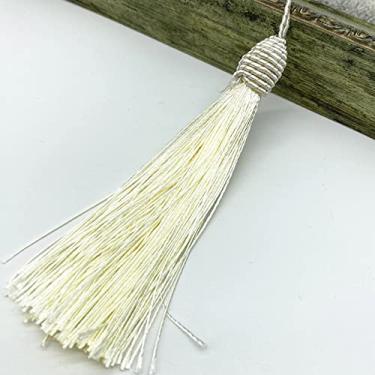 Imagem de 6 pçs/lote 15 cm corda pendurada borlas de seda franja costura franja borla guarnição chave borlas para cortina embelezar DIY, bege