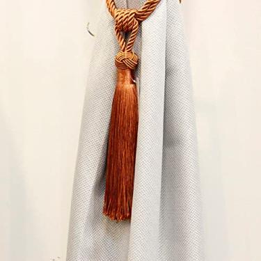 Imagem de 1 peça tecelagem borla cortina de corda de amarração DIY simples bola pendurada borla amarração de amarração de cortina atadura decorativa para casa, laranja, 92 cm