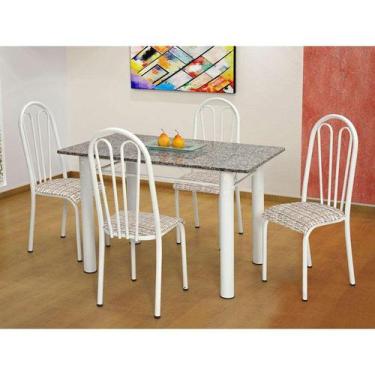 Imagem de Conjunto De Mesa Carla Com 4 Cadeiras Branca Rattan - Artefamol