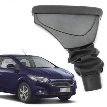 Imagem de Apoio de Braço c/Porta Objetos Onix - Courvin Preto Pesponto Vermelho