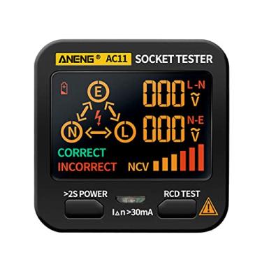 Imagem de Tingpai AC11 Soquete Detector de Vazamento Elétrico Display LCD Fio Ter Linha Zero Fio Vivo Fase Eletroscópio Elétrico Multifuncional RCD NCV Circuito Testador Elétrico Detector de Polaridade