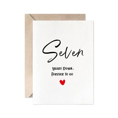 Imagem de Cartão de aniversário de 7 anos, Seven Years Down Forever To Go, cartão de casamento romântico de dia dos namorados para marido esposa