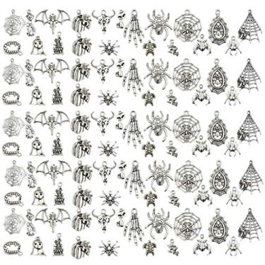 Imagem de Bskifnn 100 peças de berloques para fazer joias de Halloween DIY Materiais de artesanato para colar pulseira, fazer roupas, brincos e mais