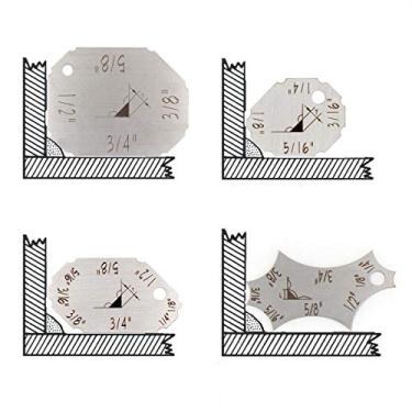 Imagem de Kit de medidor de soldagem de solda, filé de solda, tamanho da garganta, conjunto de medidores de comprimento da perna em aço inoxidável métrico 4 peças conjunto de chaves