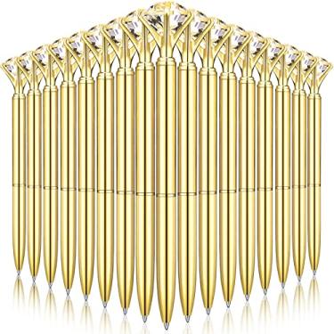 Imagem de 50 canetas esferográficas de metal de cristal com tinta preta, lindas canetas de casamento para escritório e escola (ouro)