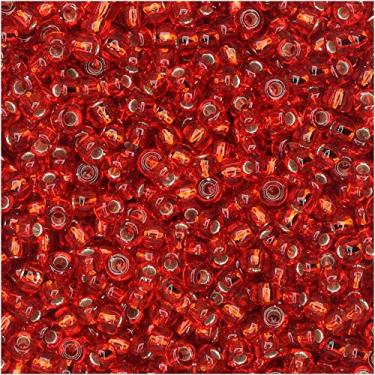 Imagem de Red Silver Lined Miyuki Japanese round rocailles glass seed beads 11/0 Approximately 24 gramme 13cm tube