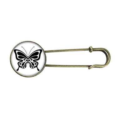 Imagem de Joias simples de desenho animado borboleta preta retrô metal broche broche clipe