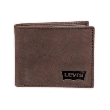 Imagem de Levi's Carteira masculina slim com capacidade extra, Marrom fino, tamanho nico
