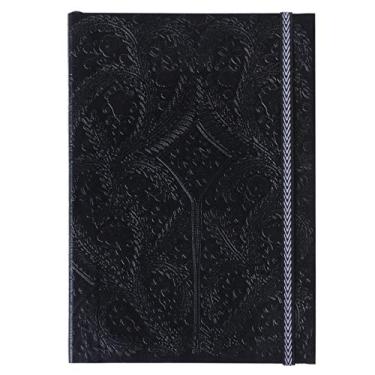 Imagem de Christian Lacroix Diário A6, padrão paseo preto – 10,8 cm x 15,2 cm – Diário Layflat com 152 páginas pautadas de marfim, capa em couro em relevo com design paseo profundo, fecho elástico